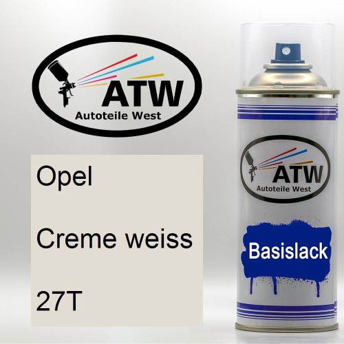 Opel, Creme weiss, 27T: 400ml Sprühdose, von ATW Autoteile West.